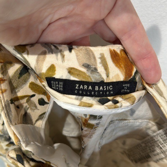 Zara Basic Collection Leaf Print Stretch Ankle Pa… - image 2