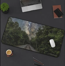 12x22 Railroad Tracks Into The Milky Way Computer Desk Mat
