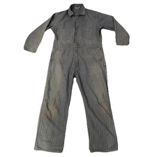 Vintage 1940s–50s Key Imperial Herringbone Denim Coveralls Talon Zip Men’s Large