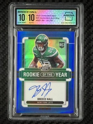 Breece Hall 2022 Contenders Optic ROY Auto Blue ROY-BH - 50/60 AC