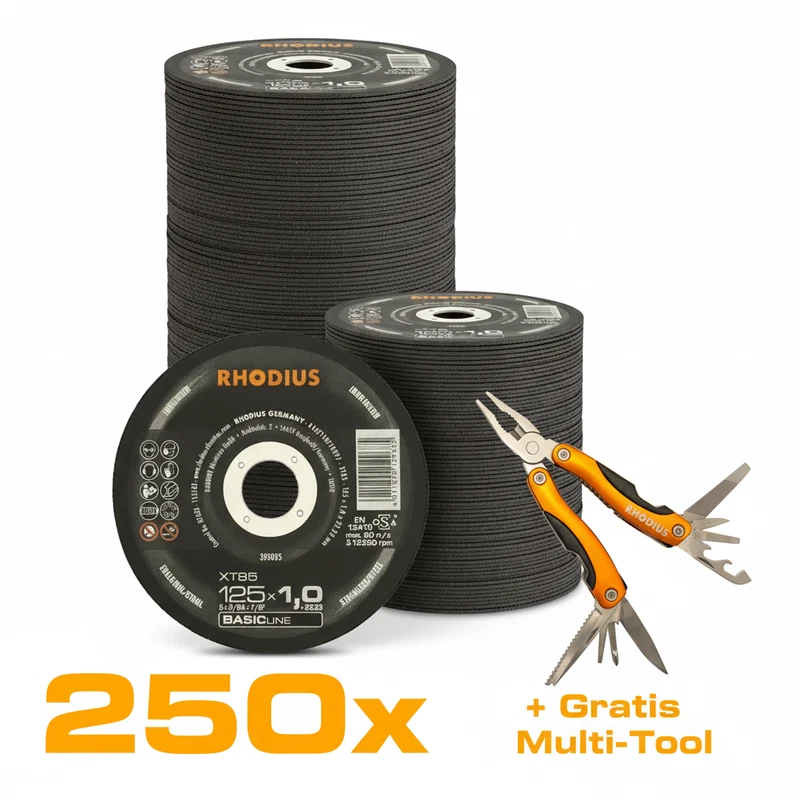 RHODIUS Trennscheibe XT85 250 Stück Ø 125 x 1,0 mm für Edelstahl, Stahl, Metall