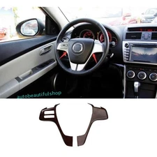 For Mazda 6 2009-13 Brown Wood Grain Car Steering Wheel Decor Cover Trim 2pcs