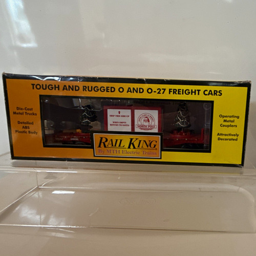 RailKing O/O-27 Calibre Navidad Rojo Coche Plano Árboles Iluminados 30-76672 | Condition: New