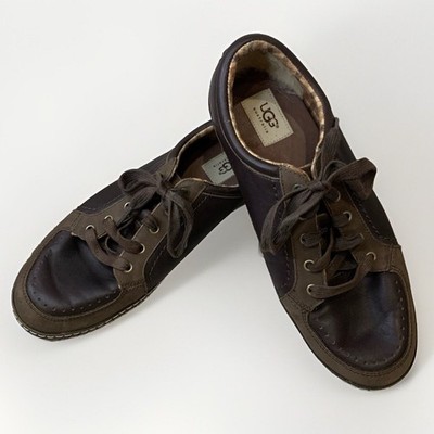 UGG Australia 1000437 Sneakers Mens 9.5 Brown Leather Lace Up Sheepskin Lining