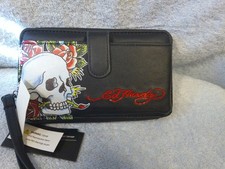 Ed Hardy Women's Wristlet Skull Zip Around Wallet New With Tag