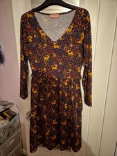 Popsy Size 8 Long Sleeve Deer/Fawn Floral Pattern Deep Purple/Maroon Colour