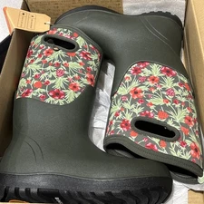 BOGS Women's Neo Classic Tall Waterproof Boots Vine Floral Print Dark Green 11
