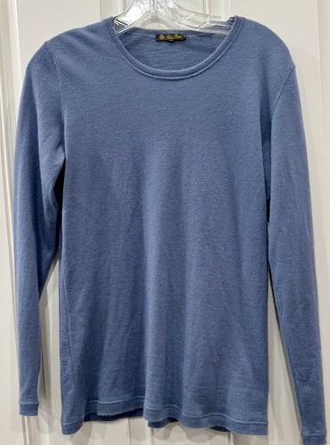 Loro Piana Women's Periwinkle Blue Cashmere Crew-Neck Pullover Sweater Size 48