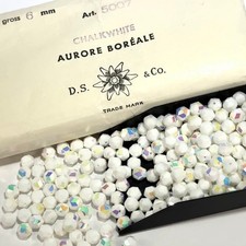 Swarovski Art. 371-5007 6mm ChalkWhite AB 24pcs Vintage Rocky Cut Crystal Beads