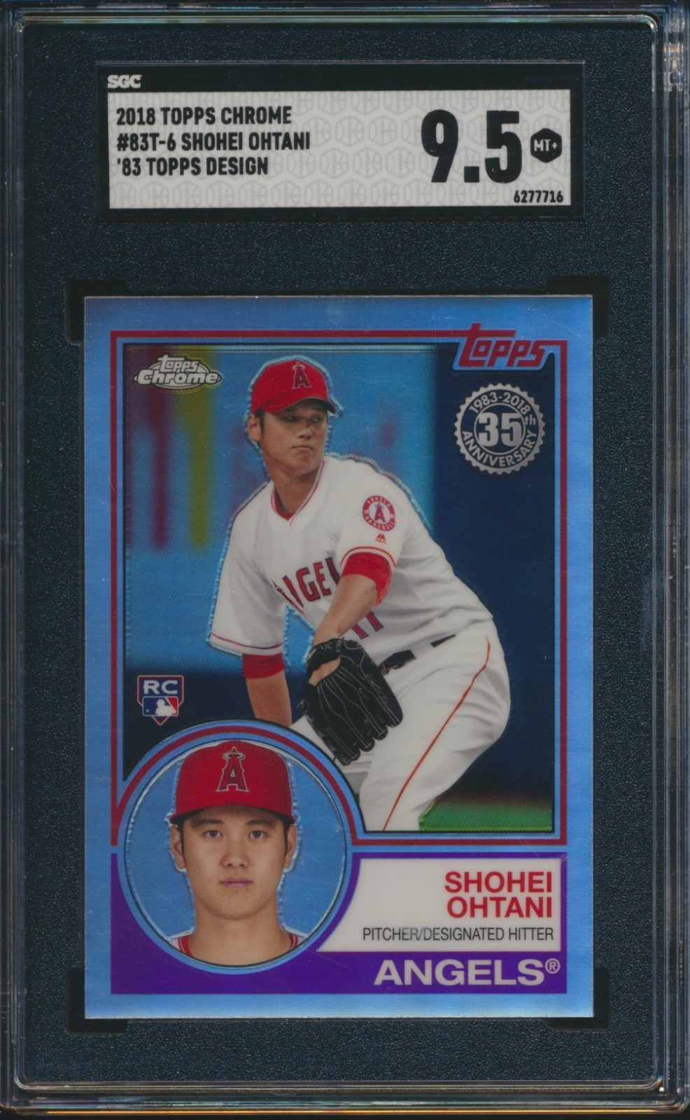 2018 TOPPS CHROME BASEBALL #83T-6 SHOHEI OHTANI RC SGC 9.5 MINT+ ROOKIE