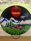 Vintage Porcelain Peerless 1931 Gas & Oil Thick Metal Sign, Approx.11.75"