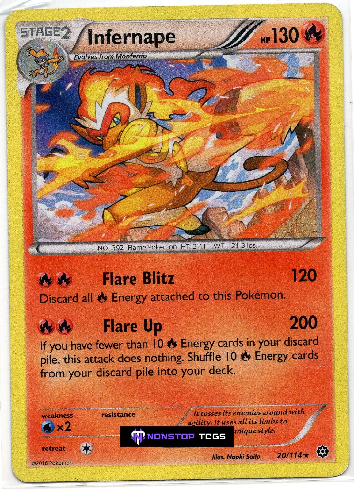 Infernape 20/114 Pokemon Card TCG XY Steam Siege Holo Rare