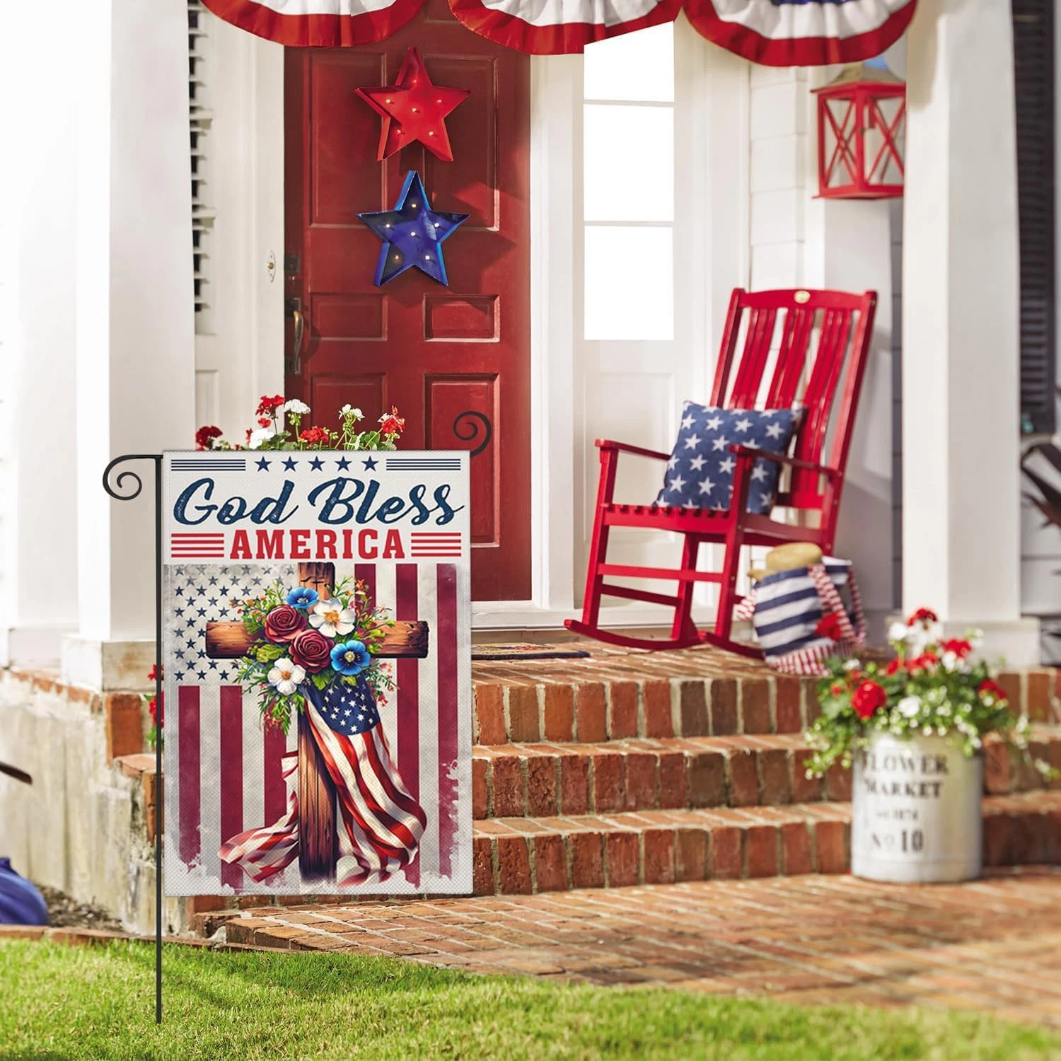 God Bless America 4Th of July Garden Flags for outside