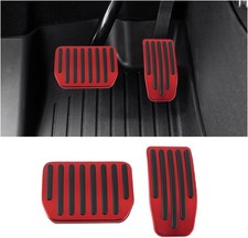 2PCS Aluminum Non-Slip Car Foot Pedal Covers, Accelerator and Brake Color: Red