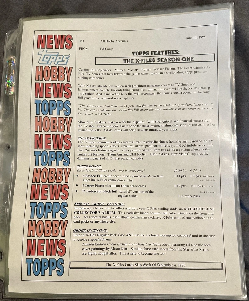 15 different The X-Files Cards Dealer Sell Sheets: Topps, Inkworks, USPC Games - Image 2 of 4