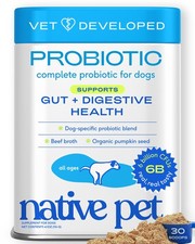 Native Pet Probiotics for Dogs Dog Probiotic Powder 30 Servings,