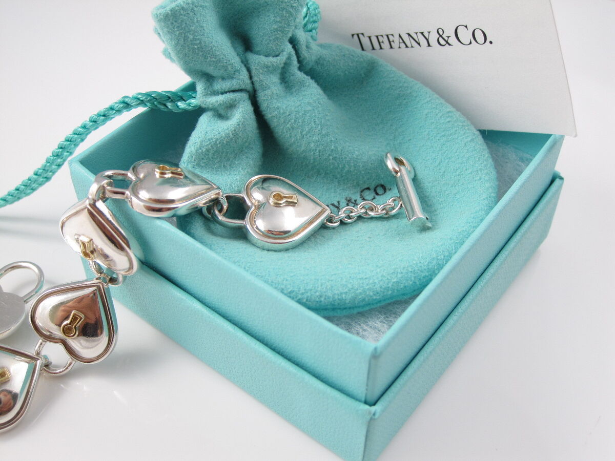 Tiffany & Co RARE VINTAGE Silver 18K Gold Heart Key Hole Tiffany & Co RARE VINTAGE Silver 18K Gold Heart Key Hole