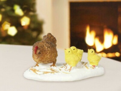 Chicken Family Christmas Village Collectible, 1.37''H x 2'' W