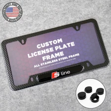 S Line Sport Front or Rear Carbon Fiber Texture License Plate Frame Cover Gift