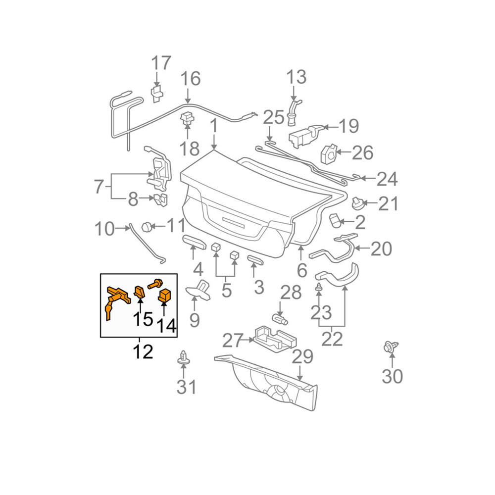 New Tailgate Trunk Lids Lock Core With Key for Honda Civic 20062011
