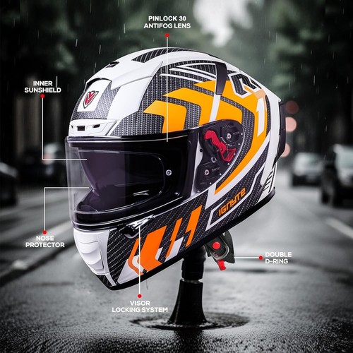 Casco de motocicleta Ignyte IGN-4 ATOMIXX cara completa doble visera certificado DOT - Imagen 95 de 100
