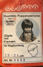 NEW Glorex 23-24cm Light Brown Bangs  Long Pigtail Braids Doll Wig Switzerland