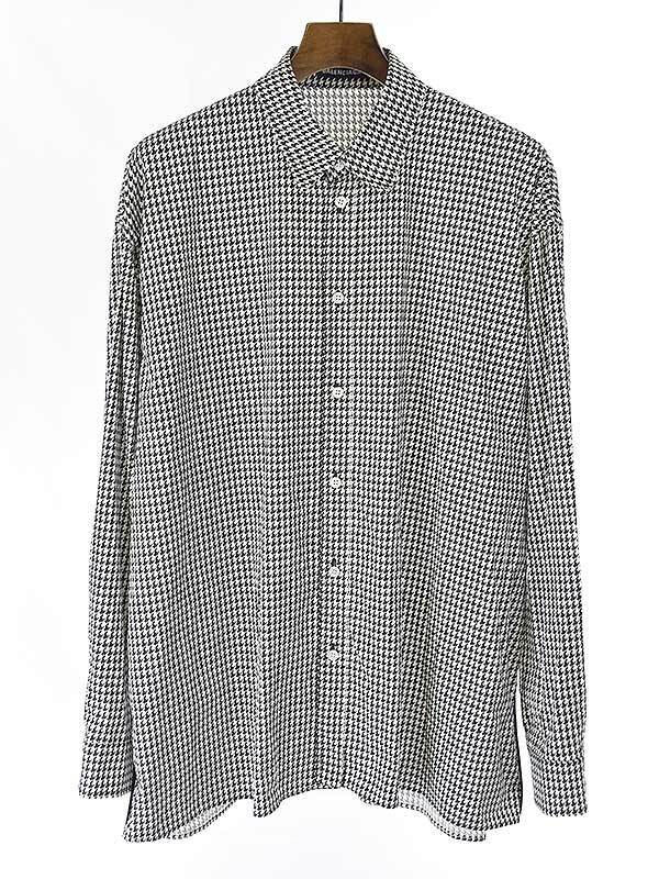Balenciaga 20Ss Houndstooth Oversized Cotton Shirt Black White 37 Men Chest 63in