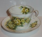 Queen’s English Bone China Rosina Scalloped Cup & Saucer w Gold Trim — photo 1