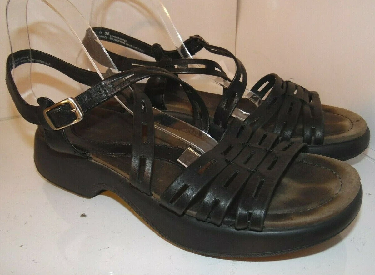 Escribir Tranvía Pasto Dansko Women Black Leather Ankle Strap Sandals Shoes Size 41 | eBay