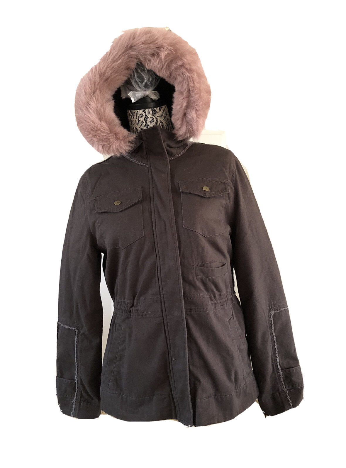 OLIVE PARKA HOODED JACKET COAT Size 