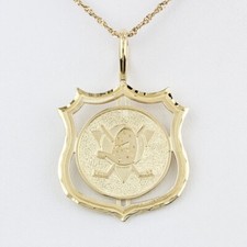 14K Yellow Gold NHL Mighty Ducks Hockey Shield Pendant Charm