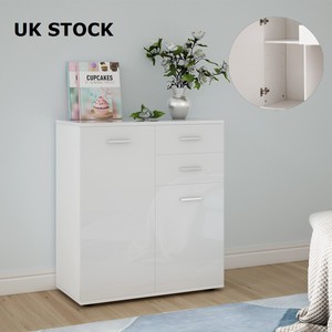 White High Gloss Cabinet Unit Home Sideboard 2 Drawers Doors Image Is Loading White High Gloss Cabinet Unit Home Sideboard 2