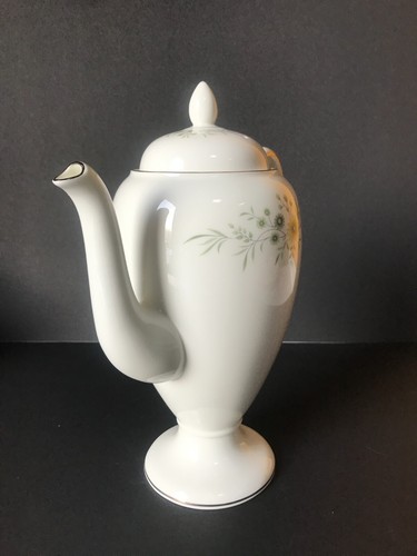 Coffee Pot & Lid, Westbury by WEDGWOOD, R4410, White, Green, Silver Trim, Excell - Picture 4 of 8