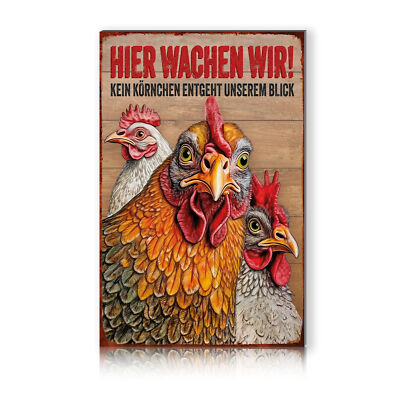 Alu Schild retro 30x20cm wetterfest stabil Vintage Deko Tafel RV002-06 Hühner