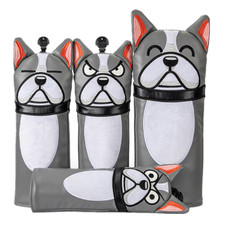 Cute Bulldog Golf Head Cover Protection Driver Fairway Wood Hybrid Club 1/3/5/UT