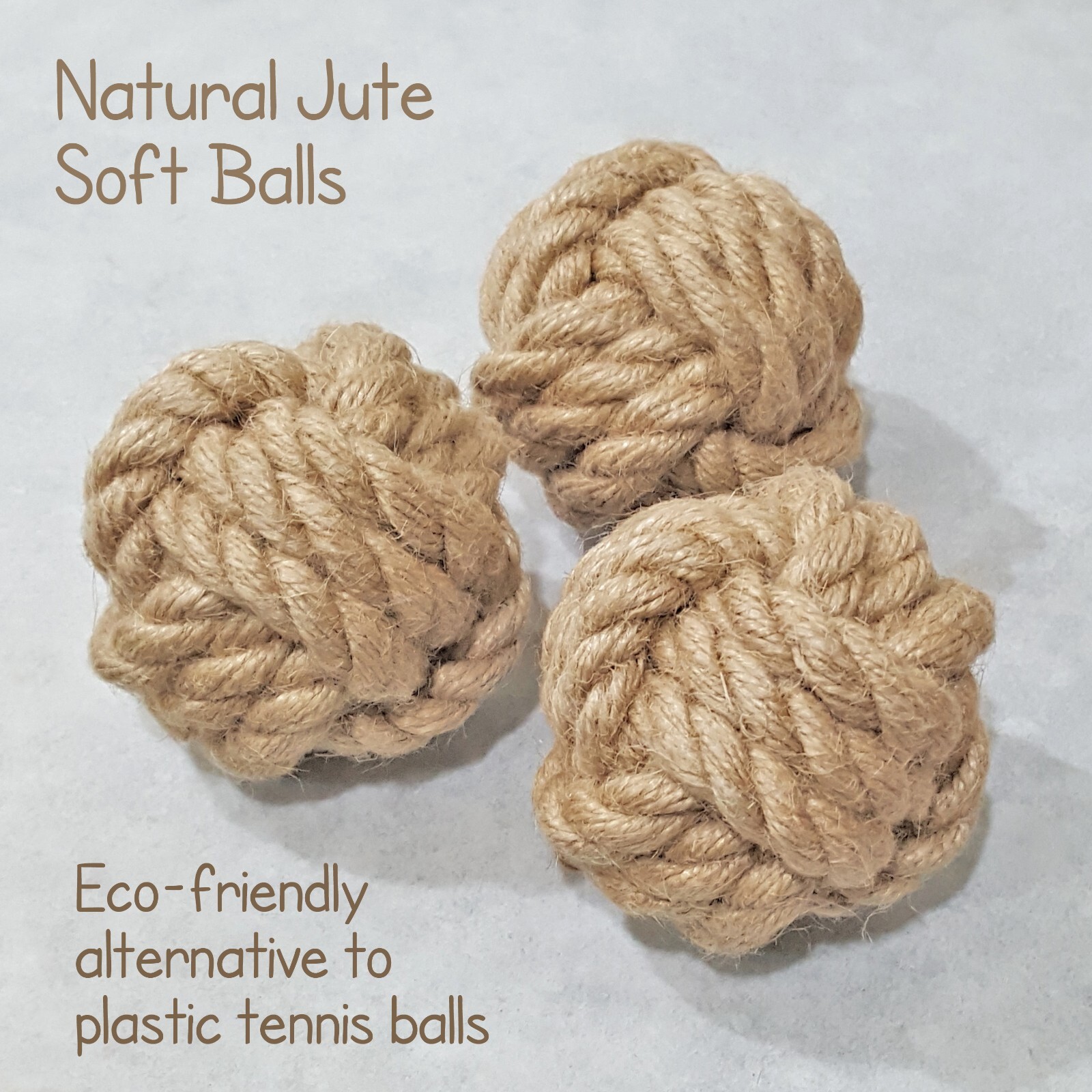 3 x Large Natural Jute Eco-Friendly Soft Balls Pet Play Throw Chase Toy for Dogs