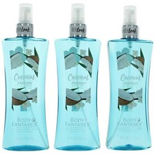 Body Fantasies Women's Body Spray Coconut Fantasy Fragrance, 3 x 8 oz