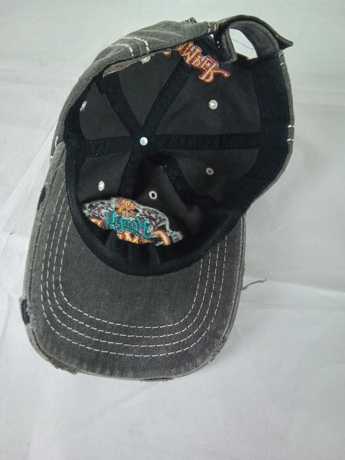 Happy Camper Patch Distressed Grey Ajustable Mens… - image 7