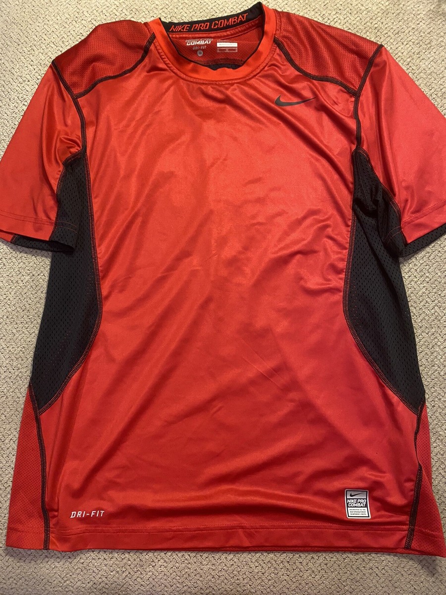 Mens Nike Pro Combat Compression Shirt Red Black Medium | eBay