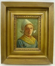 (B1623) Ölgemälde "Portrait einer Frau mit Haube" Künstler: Antonio Rudolphi