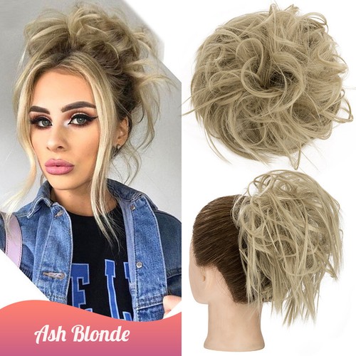 UK.LARGE Curly Messy Bun Hair Piece Scrunchie Thick Hair Updo Extension as Human - Picture 15 of 81