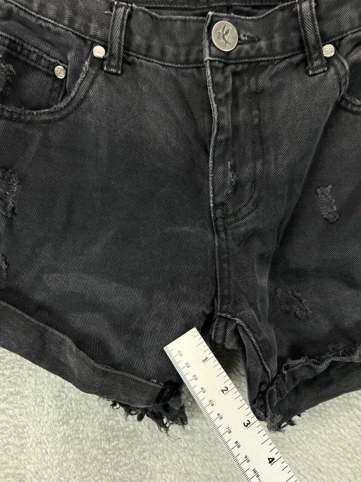 Один X одна чайная ложка Romeos джинсовой ткани шорты женщин 6 черный Jean искусственно состаренный манжеты - Изображение 4 из 4