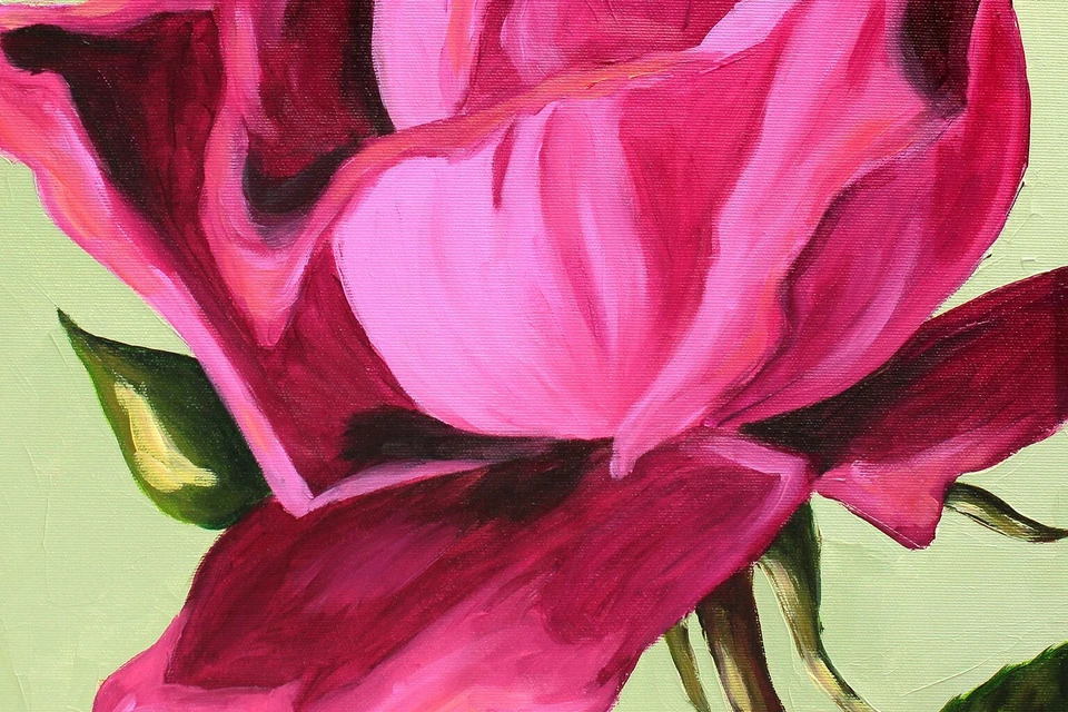 ORIGINAL Acryl Gemälde Bild Blumen Abstrakt Malerei Kunst Modern Rose HANDGEMALT - Bild 2 von 4