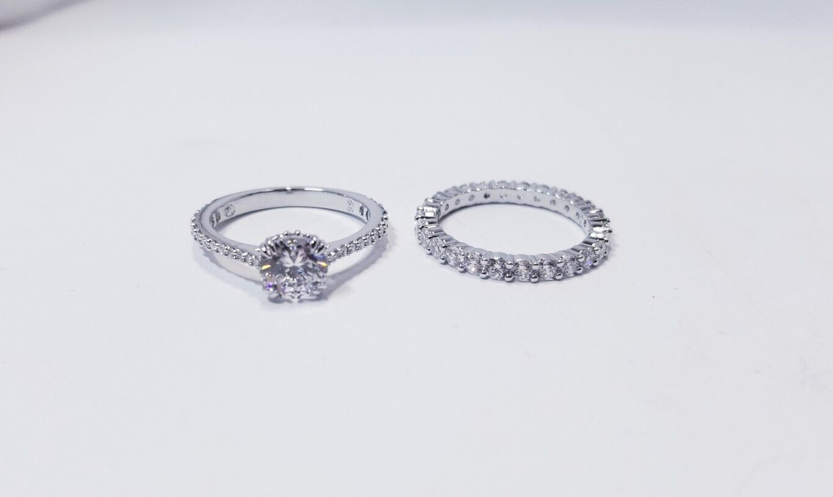 Swarovski Constella Ring Set (Princess cut, White, Rhodium plated