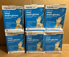 EQUALine Powder-Free Vinyl Exam Gloves 50/box Universal Size Gloves, 6 Boxes **