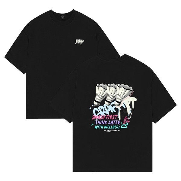 Волан Wellbeg с граффити Унисекс, футболка для бадминтона, спортивный топ, повседневная футболка Overfit