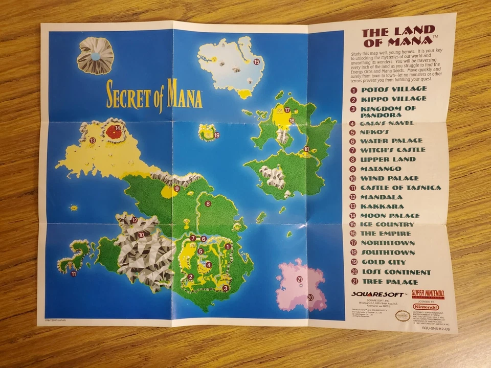 Secret of Mana SNES map and poster - Image 2 of 3