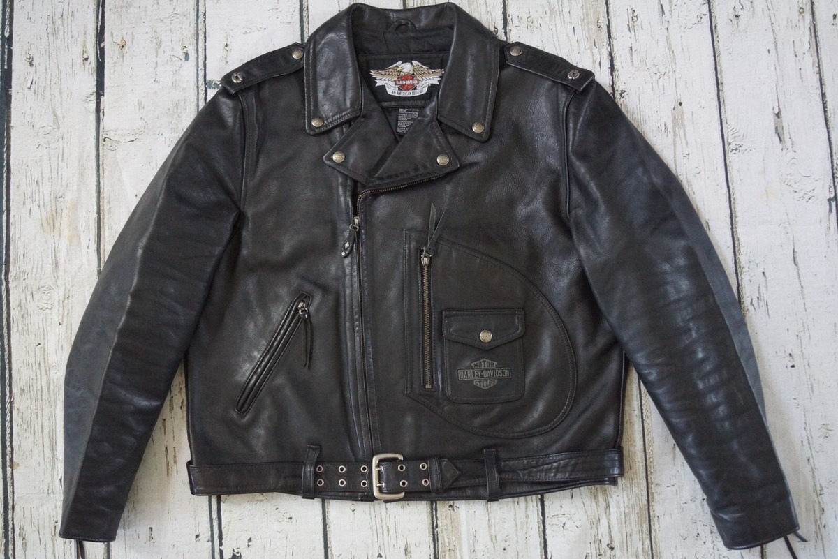 Harley Davidson Men's Embossed Eagle D-Pocket USA Made Black Harley Davidson Men's Embossed Eagle D-Pocket USA Made Black