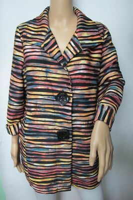 Peck & Peck Womens 3/4 Sleeve Button Down Textured Print Collar Jacket Size S~XL