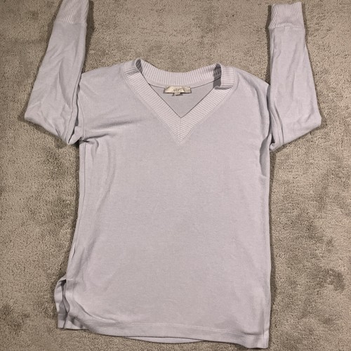 Ann Taylor LOFT V-Neck Tunic Top Womens XS Pullover Blue Sweater Cottagecore - Picture 4 of 19